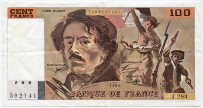 Банкнота Франция 100 франков 1984 год.