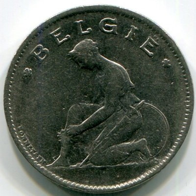 Монета Бельгия 1 франк 1923 год.