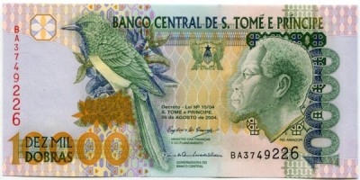 Банкнота Сан-Томе и Принсипи 10000 добра 2004 год.