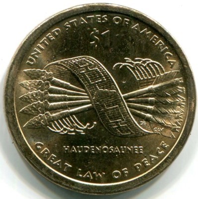 Монета США 1 доллар 2010 год. Пояс Гайавата.