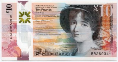 Банкнота Шотландия 10 фунтов 2016 год.