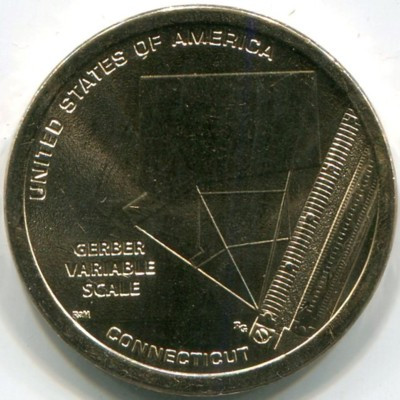 Монета США 1 доллар 2020 год. Переменная шкала Гербера.