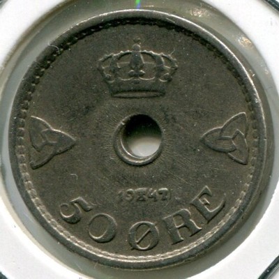 Монета Норвегия 50 эре 1947 год. 