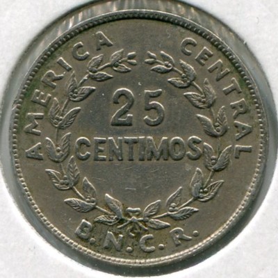 Монета Коста-Рика 25 сентимо 1948 год.