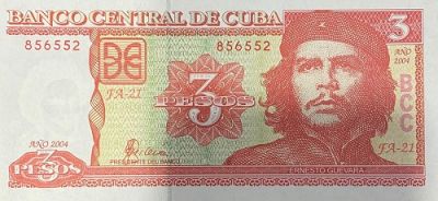 Банкнота Кубы 3 песо 2004 год. 