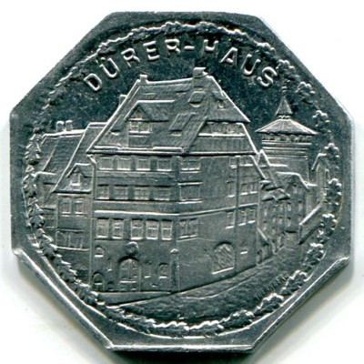 Трамвайный жетон Нюрнберг 20 пфеннигов 1920-23 год. Нотгельд