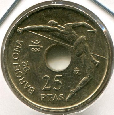 Монета Испания 25 песет 1991 год.