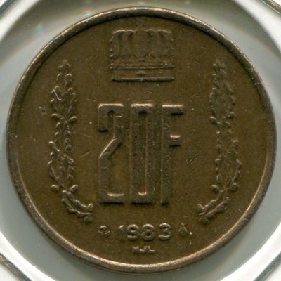 Монета Люксембург 20 франков 1983 год.