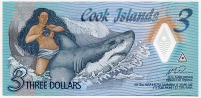 Банкнота Острова Кука 3 доллара 2021 год.