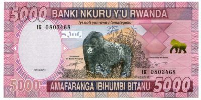 Банкнота Руанда 5000 франков 2014 год. 