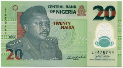 Банкнота Нигерия 20 наира 2006 год.