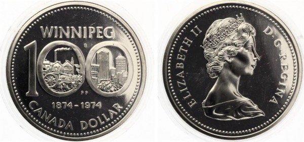 Канада, 1 доллар 1974 г. 100 лет городу Виннипег