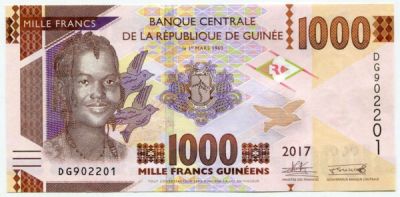 Банкнота Гвинея 1000 франков 2017 год.