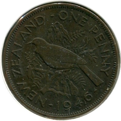 Монета Новая Зеландия 1 пенни 1946 год.