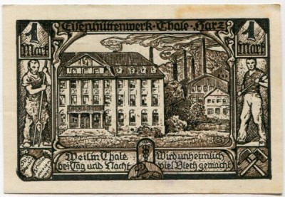 Банкнота город Тале 1 марка 1921 год.