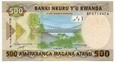 Банкнота Руанда 500 франков 2019 год.