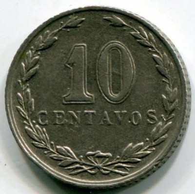 Монета Аргентина 10 сентаво 1934 год.
