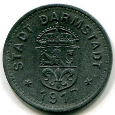 Монета Дармштадт 10 пфеннигов 1917 год. Нотгельд