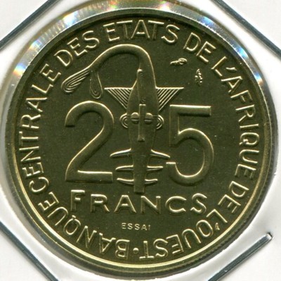 Монета Западно-Африканские Штаты 25 франков 1980 год. ESSAI