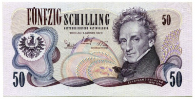 Банкнота Австрия 50 шиллингов 1970 год.