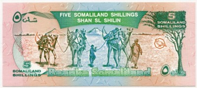 Банкнота Сомалиленд 5 шиллингов 1994 год.