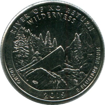 Монета США 25 центов 2019 год. Дикая местность - Река Фрэнк Черч. P