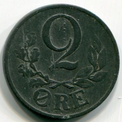 Монета Дания 2 эре 1942 год.