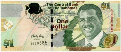Банкнота Багамские острова 1 доллар 2008 год.
