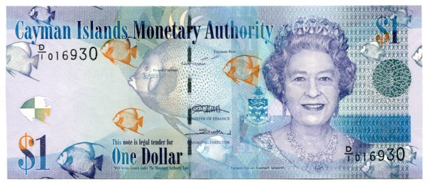 Банкнота Каймановы острова 1 доллар 2010 год.