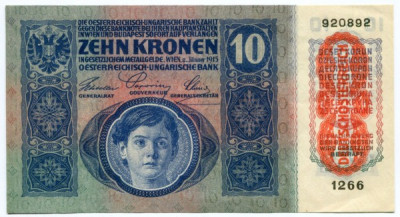 Банкнота Австро-Венгрия 10 крон 1915 год.