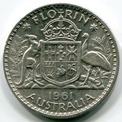 Монета Австралия 1 флорин 1961 год.