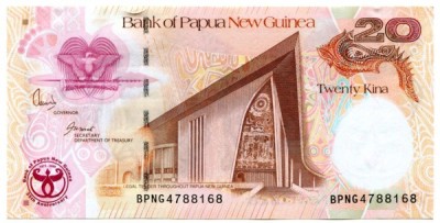 Банкнота Папуа Новая Гвинея 20 кина 2008 год.