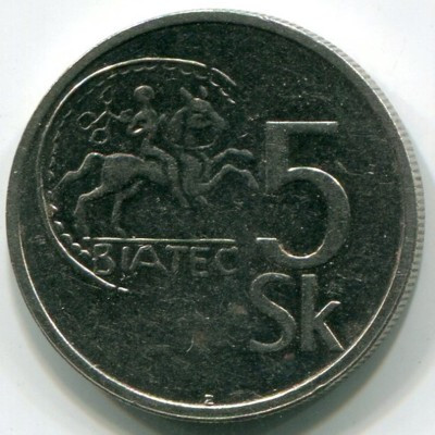 Монета Словакия 5 крон 1994 год.
