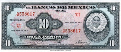 Мексика, 10 песо, 1963 год