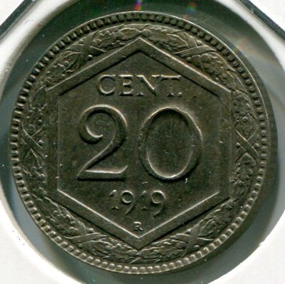Монета Италия 20 чентезимо 1919 год.
