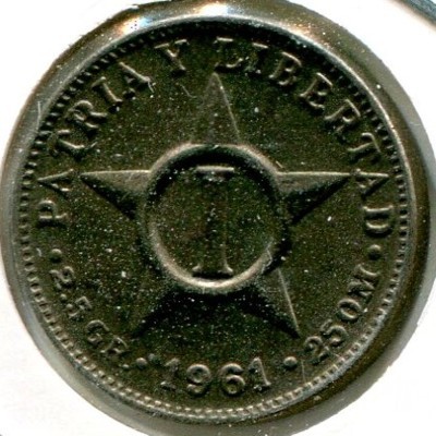 Монета Куба 1 сентаво 1961 год.