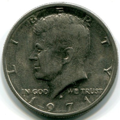 Монета США 50 центов 1971 год. D
