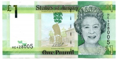 Банкнота Джерси 1 фунт 2018 год.