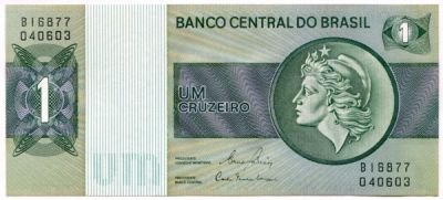 Банкнота Бразилия 1 крузейро 1980 год.