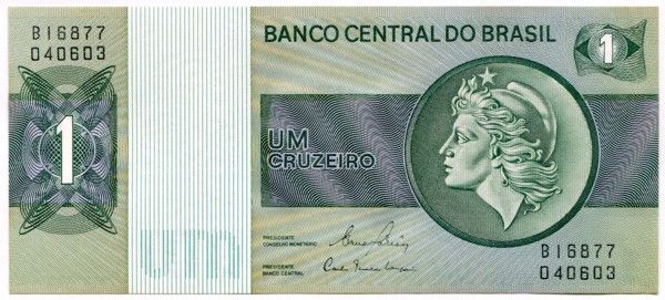 Банкнота Бразилия 1 крузейро 1980 год.