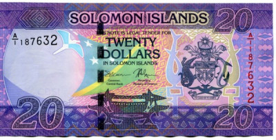 Банкнота Соломоновы острова 20 долларов 2018 год.