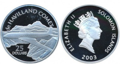 Соломоновы острова 25 долларов 2003 год "de HAVILLAND COMET"