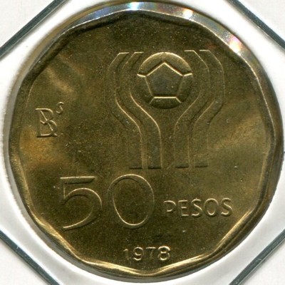 Монета Аргентина 50 песо 1978 год.