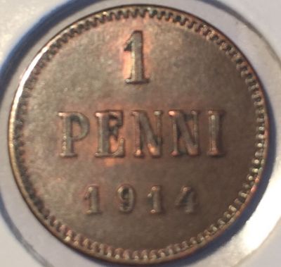 Монета Русская Финляндия  1 пенни 1914 год