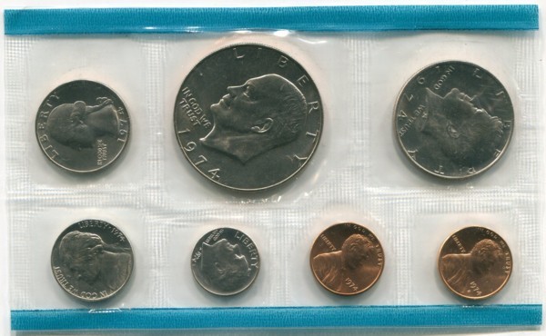 США годовой набор из 7-и монет 1974 год.