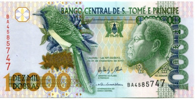 Банкнота Сан-Томе и Принсипи 10000 добра 2013 год.