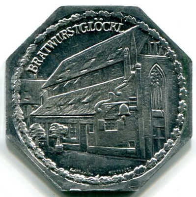 Трамвайный жетон Нюрнберг 20 пфеннигов 1920-23 год. Нотгельд