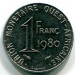 Монета Западно-Африканские Штаты 1 франк 1980 год.