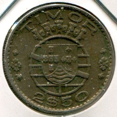 Монета Португальский Тимор 2-1/2 эскудо 1970 год.