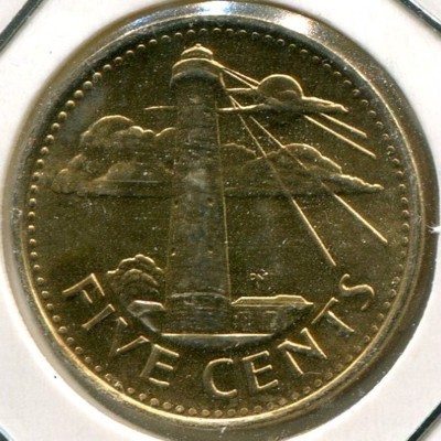 Монета Барбадос 5 центов 2008 год.